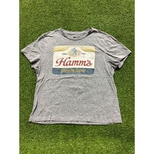 Vintage Miller Coors T-Shirt‎ Mens XL Gray Cotton Hamm's Premium Graphic